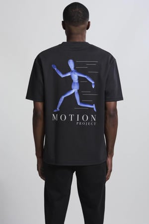 relaxed T-shirt met backprint zwart