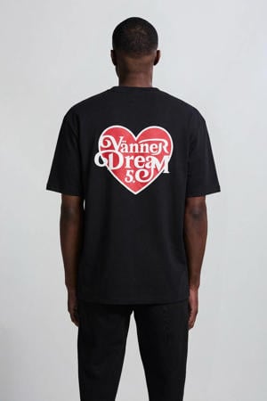relaxed T-shirt met backprint zwart