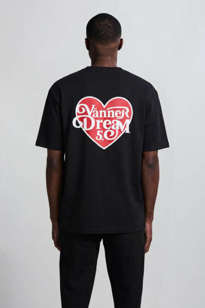 relaxed T-shirt met backprint zwart