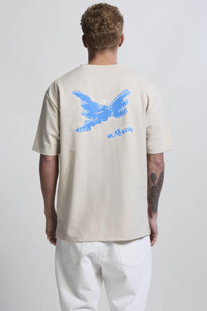 relaxed T-shirt met backprint beige