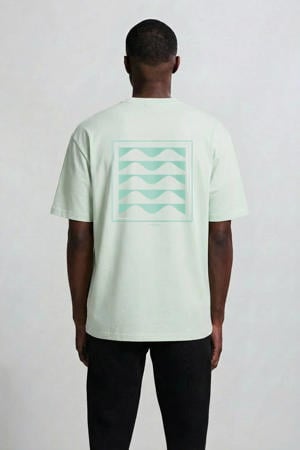 relaxed T-shirt met backprint lichtgroen