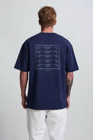 oversized T-shirt met backprint donkerblauw
