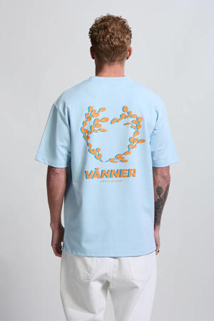 relaxed T-shirt met backprint lichtblauw