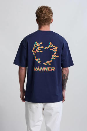 relaxed T-shirt met backprint donkerblauw