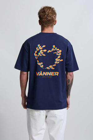relaxed T-shirt met backprint donkerblauw