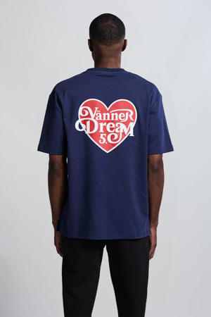 relaxed T-shirt met backprint donkerblauw