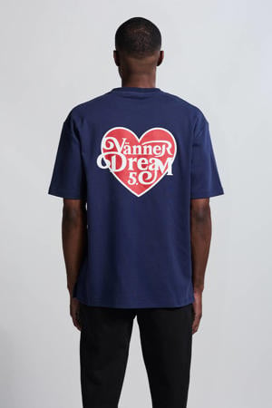 relaxed T-shirt met backprint donkerblauw