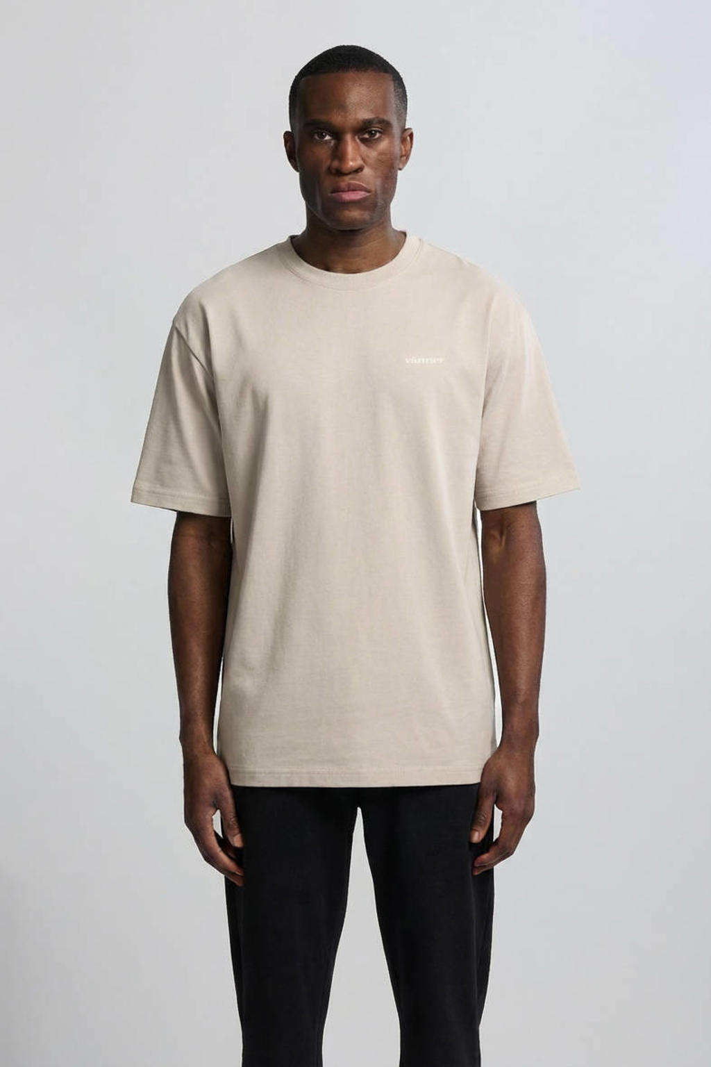 Beige heren Vänner oversized T-shirt van katoen met backprint, korte mouwen en ronde hals