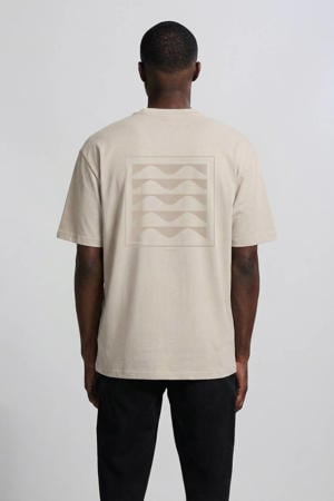 oversized T-shirt met backprint beige