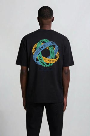 relaxed T-shirt met backprint zwart
