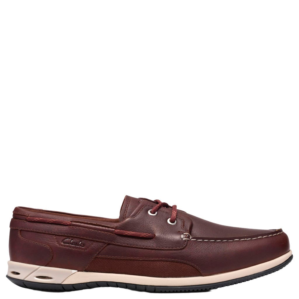 Donkerblauwe heren Clarks Orson Sail leren bootschoenen met veters
