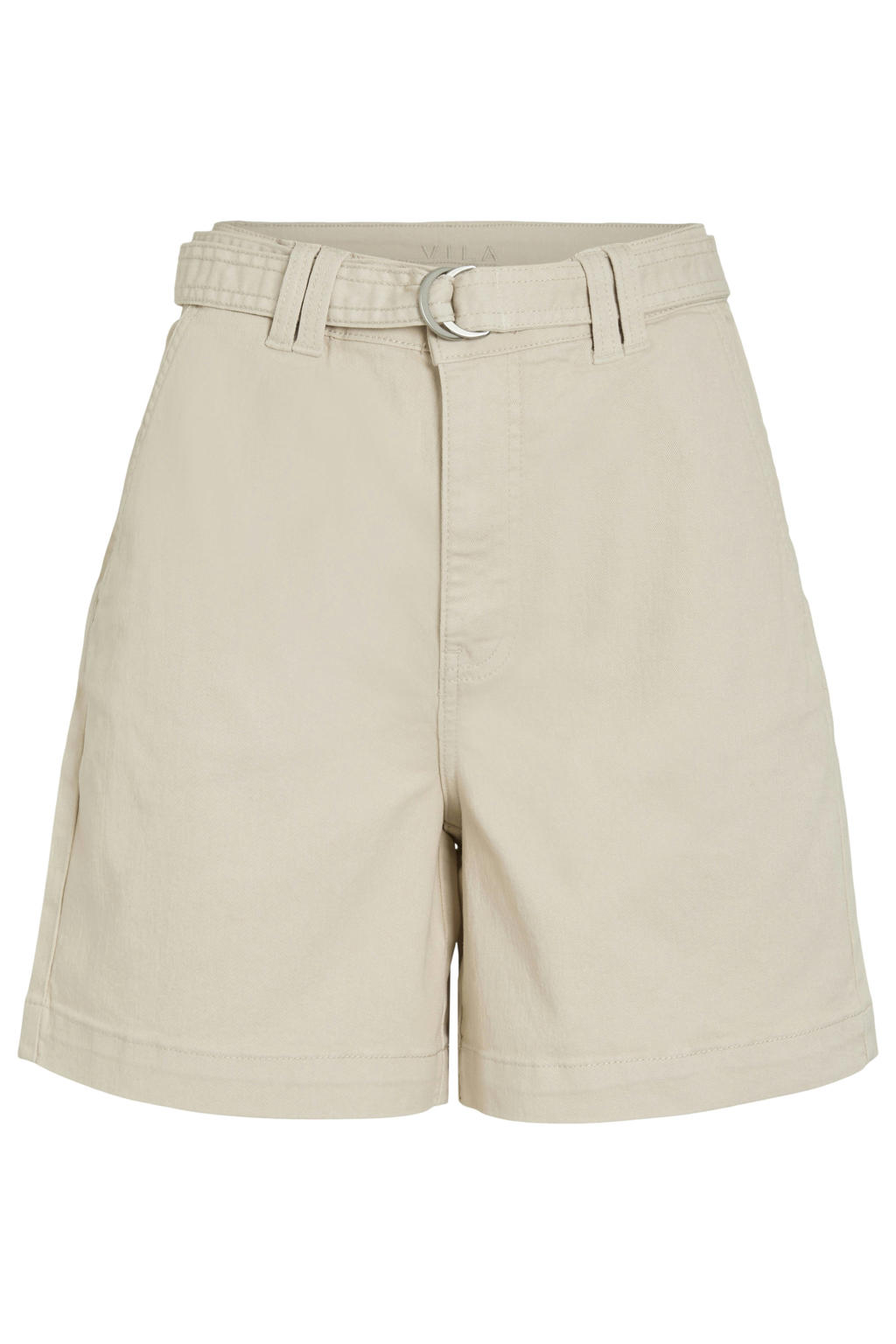 Beige dames VILA regular high waist short van denim met rits- en knoopsluiting