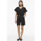 VILA high waist bermuda short met linnen zwart