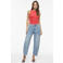 VILA top rib gebreid koraalrood