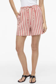 thumbnail: VILA regular high waist gestreepte casual short met linnen koraalrood