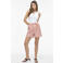 VILA regular high waist gestreepte casual short met linnen koraalrood