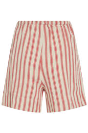 thumbnail: VILA regular high waist gestreepte casual short met linnen koraalrood
