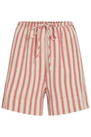 thumbnail: VILA regular high waist gestreepte casual short met linnen koraalrood