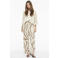 VILA wide leg regular waist casual broek met linnen beige