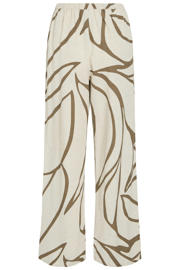 thumbnail: VILA wide leg regular waist casual broek met linnen beige
