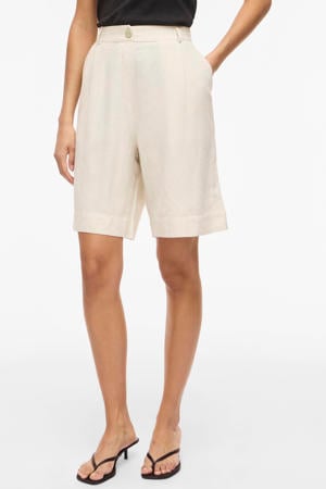 high waist bermuda short met linnen ecru