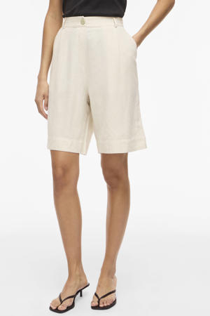 high waist bermuda short met linnen ecru