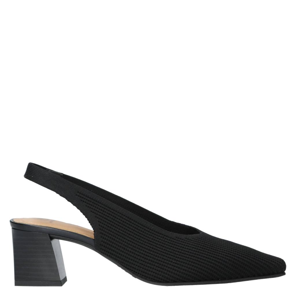 Zwarte dames Miss Elastic New Paris slingback pumps blokhak met gesp