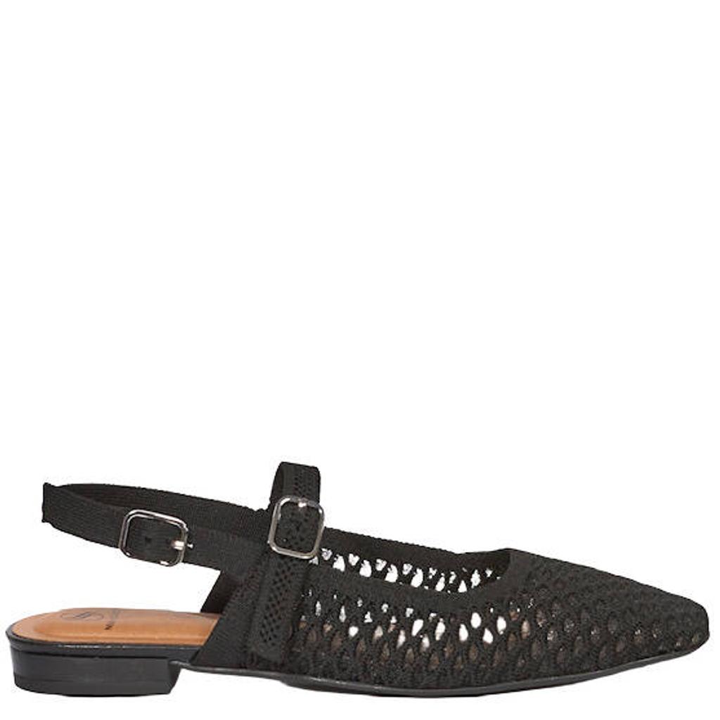 Zwarte dames Miss Elastic Bella slingback loafers van textiel met gesp