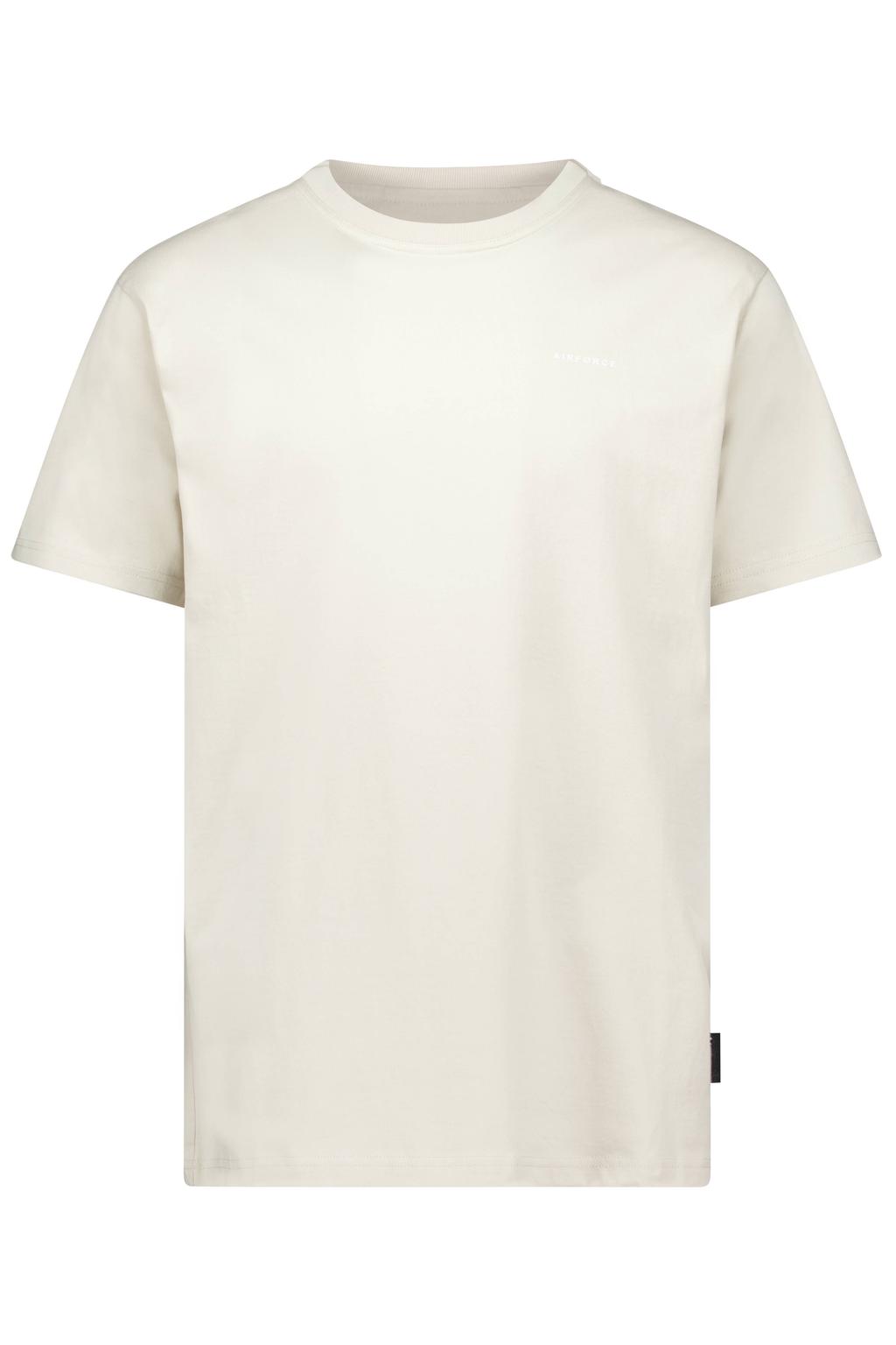 Ecru heren Airforce regular T-shirt van katoen met effen, korte mouwen en ronde hals