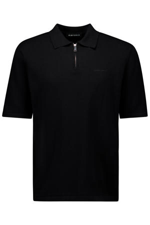 regular polo fijn gebreid zwart