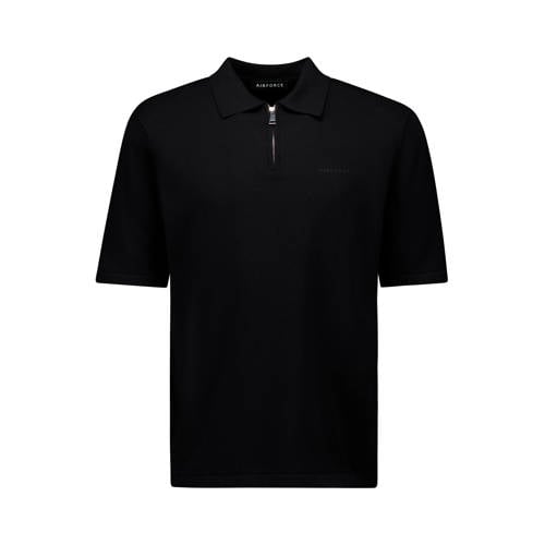 Airforce regular polo fijn gebreid zwart afbeelding