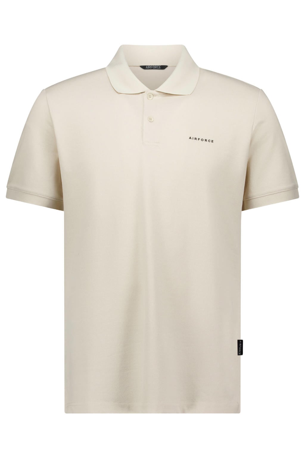 Beige heren Airforce regular polo van katoen met effen, korte mouwen en knoopsluiting