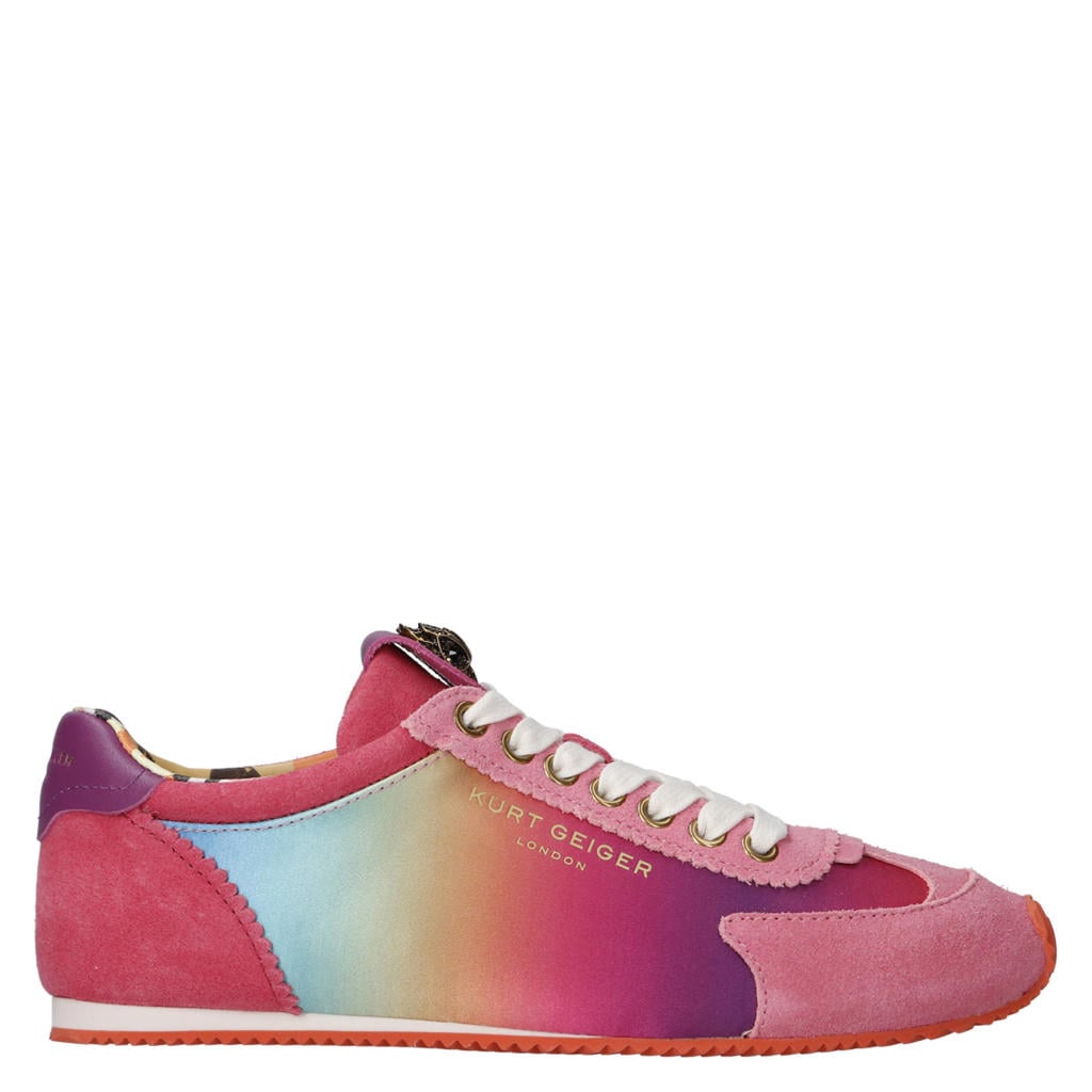 Roze dames Kurt Geiger Islington suède sneakers met veters