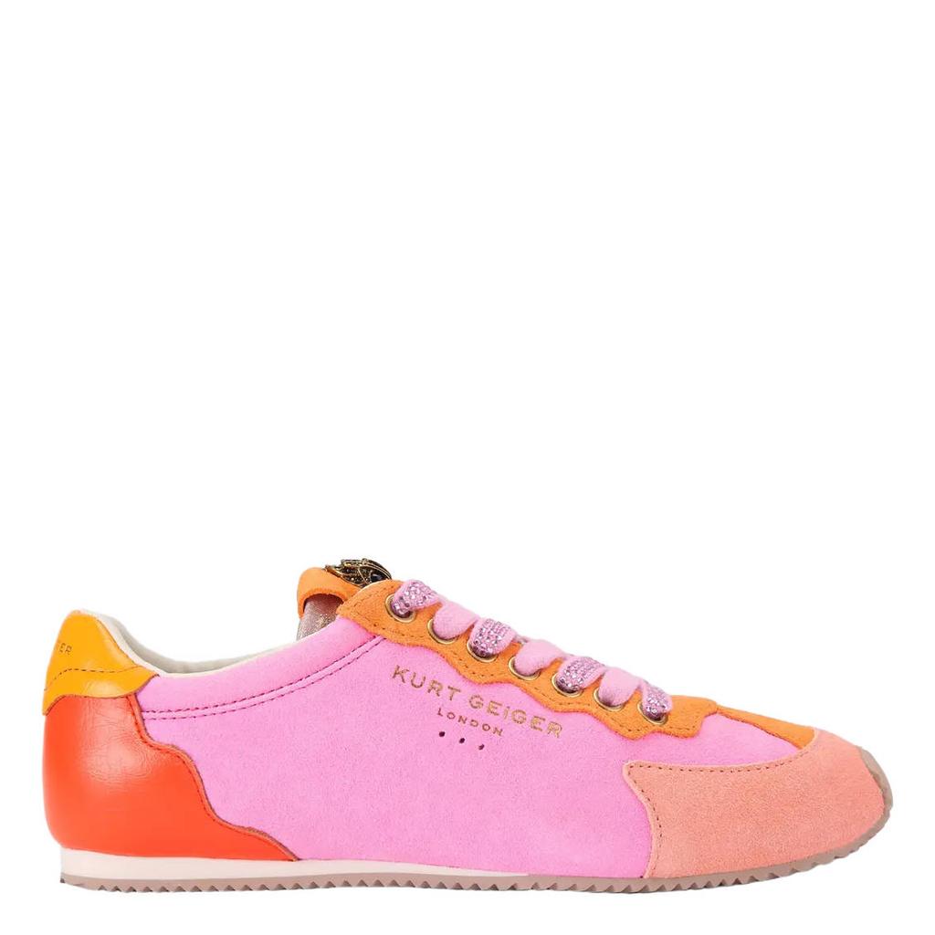 Roze en oranje dames Kurt Geiger Islington suède sneakers met strass