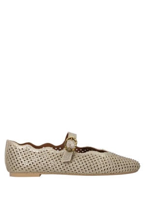 Wavy Mayfair Ballet leren ballerina's met strass goud