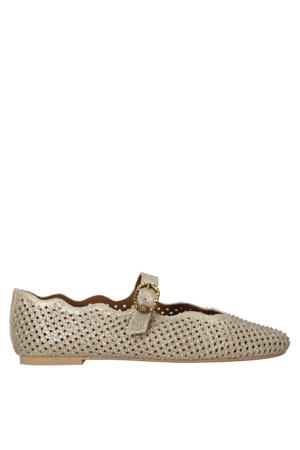 Wavy Mayfair Ballet leren ballerina's met strass goud