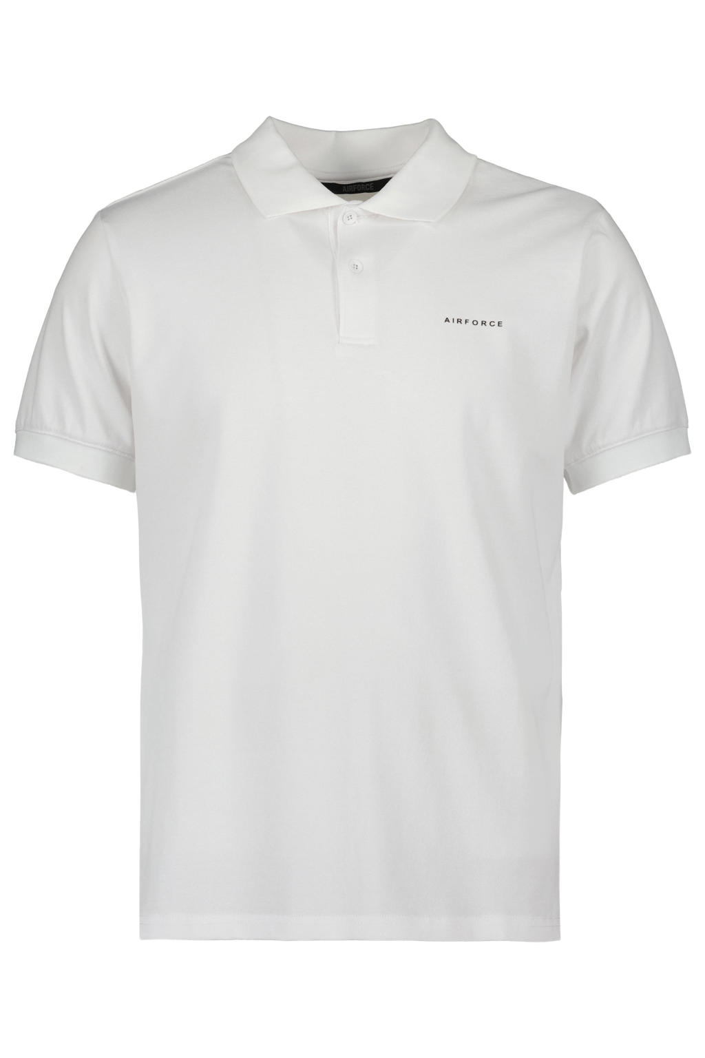 Witte heren Airforce regular polo van katoen met effen, korte mouwen en knoopsluiting