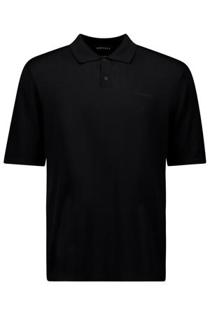 regular polo fijn gebreid zwart