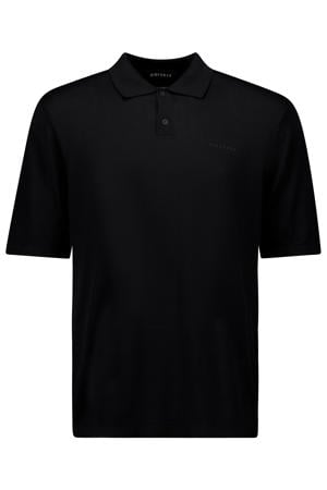 regular polo fijn gebreid zwart