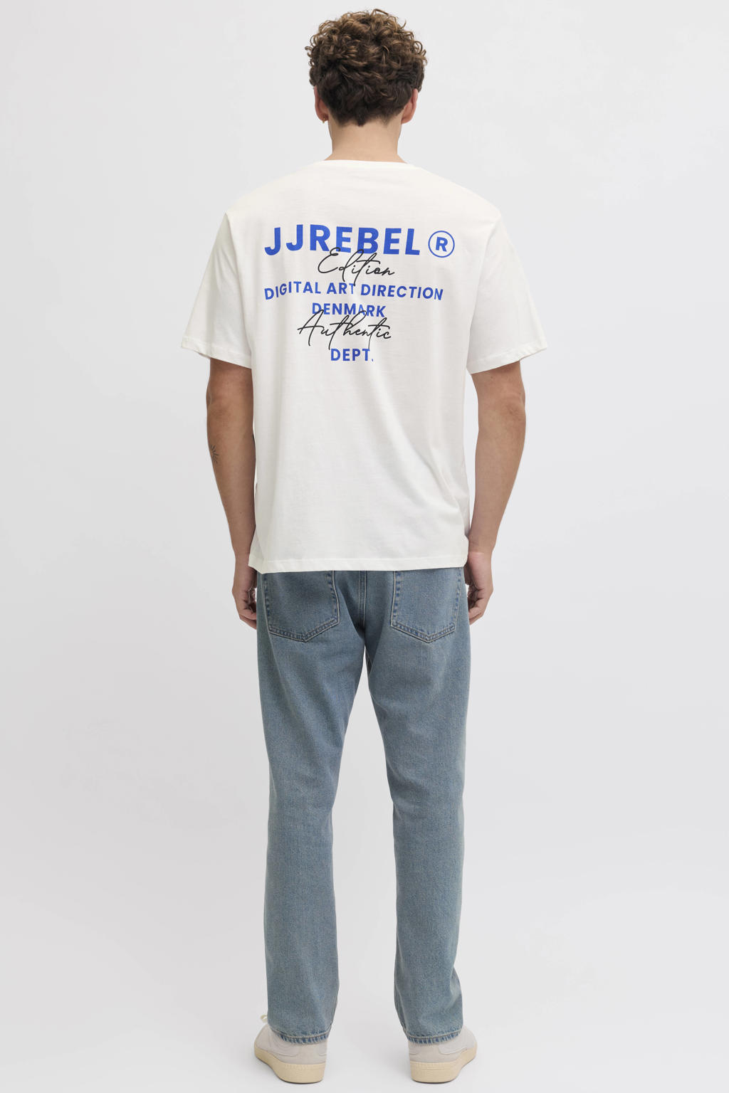 JJ REBEL relaxed T-shirt met backprint wit