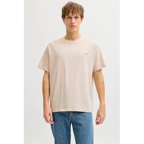 JJ REBEL relaxed T-shirt met backprint beige afbeelding
