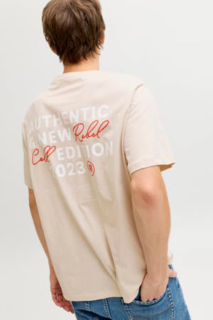 relaxed T-shirt met backprint beige