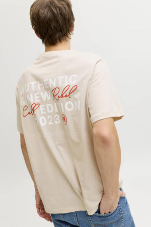 relaxed T-shirt met backprint beige