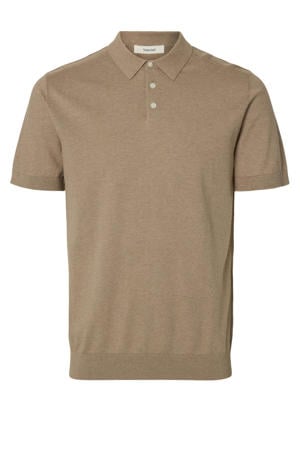 regular polo fijn gebreid beige