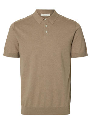 regular polo fijn gebreid beige