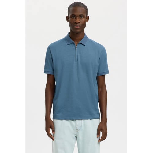 SELECTED HOMME regular polo blauw afbeelding
