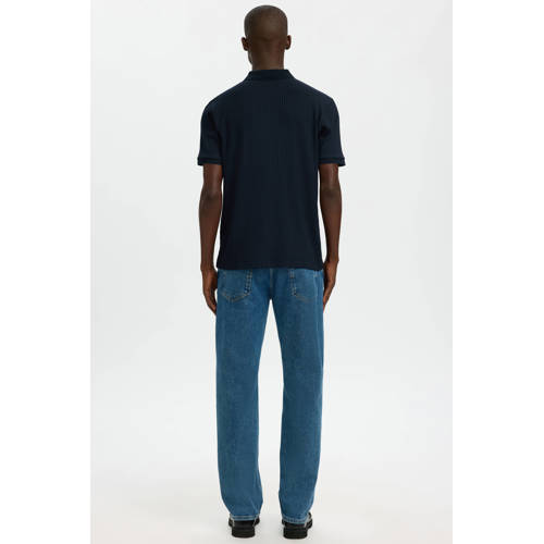 SELECTED HOMME regular polo gebreid donkerblauw afbeelding