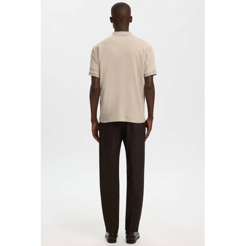 SELECTED HOMME regular polo gebreid beige afbeelding