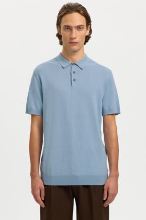 regular polo fijn gebreid lichtblauw
