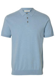 thumbnail: Selected regular polo fijn gebreid lichtblauw